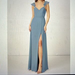 Azazie Everett Bridesmaids Dress, Dusty Blue, Size 12